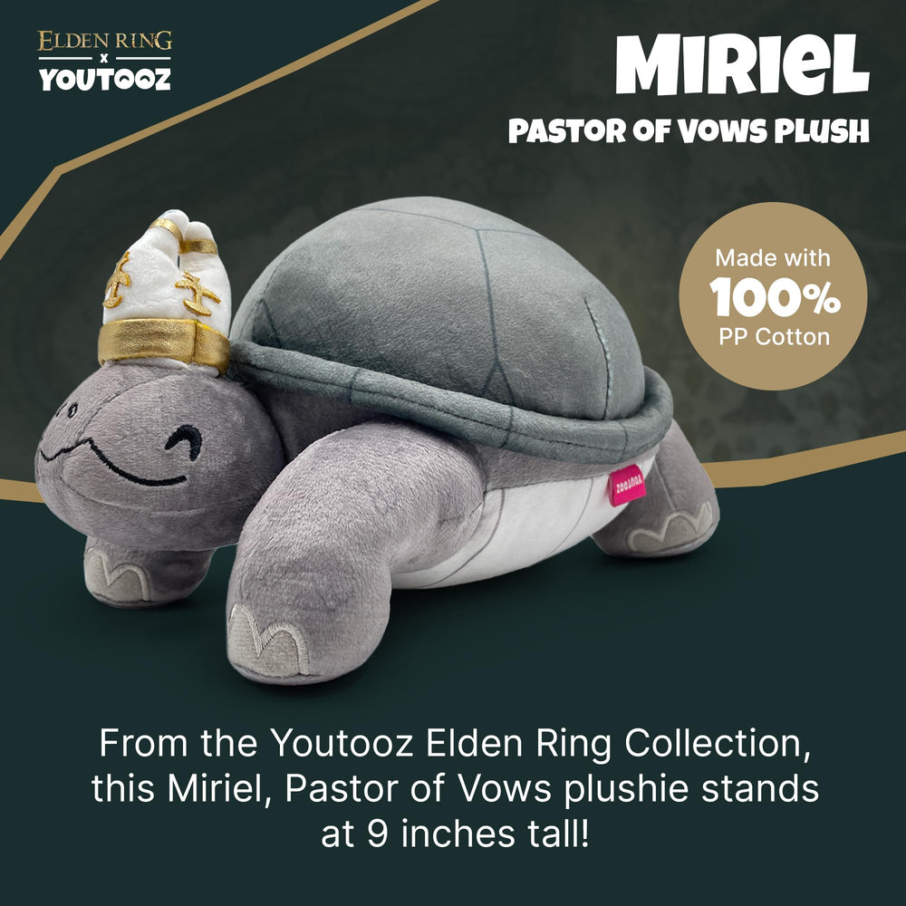 Youtooz Miriel plush head and mitre close-up, detailed for collectors.