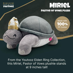 Youtooz Miriel plush head and mitre close-up, detailed for collectors.