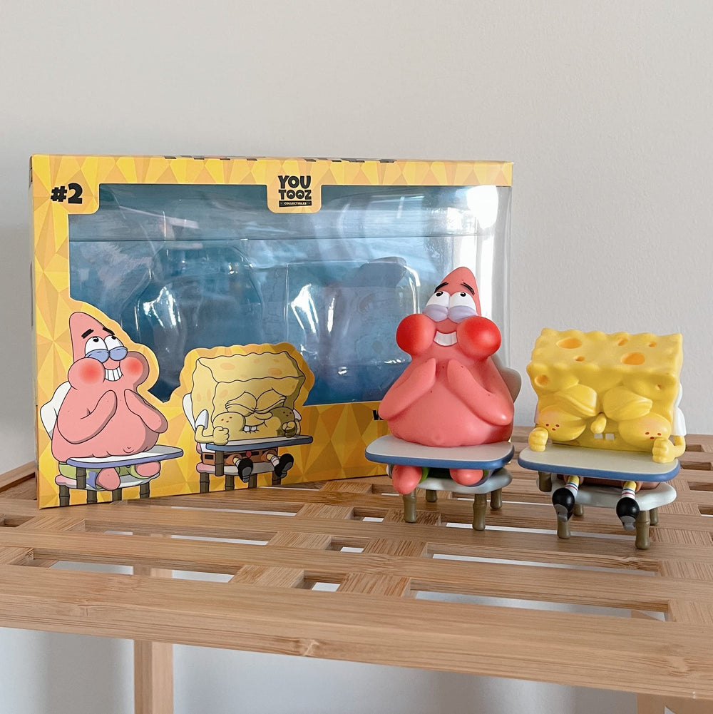 Youtooz What's Funnier Than 24 Spongebob closed-eyes pose; playful shelf companion.