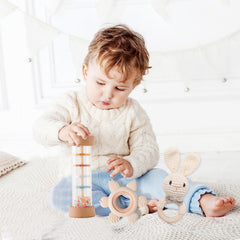 Youuys baby toy set arrives in a gift box, ready for gifting.