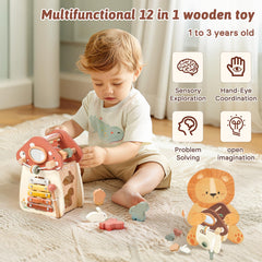Youuys Mushroom Activity Cube abacus section promotes counting through hands-on fun.