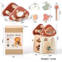 Youuys Mushroom Activity Cube animal blocks and doors spark imaginative play.