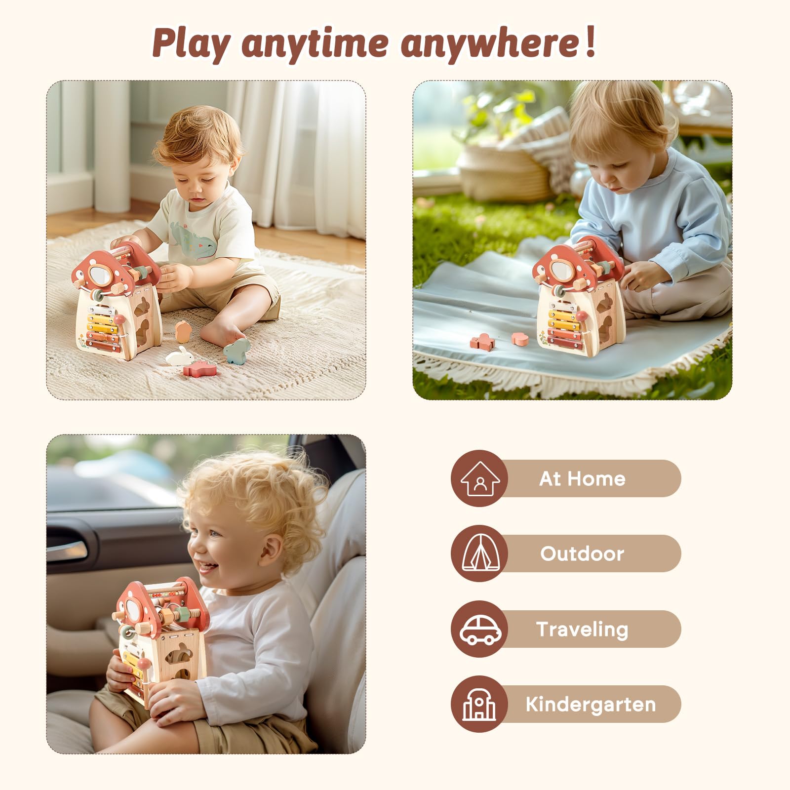 Youuys Mushroom Activity Cube rainmaker creates rich sensory experiences.