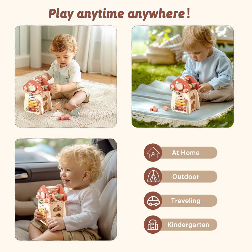 Youuys Mushroom Activity Cube rainmaker creates rich sensory experiences.