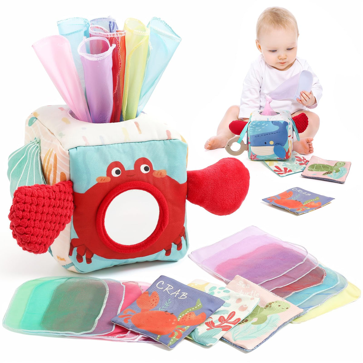 Youuys Ocean Tissue Box Toy encourages tactile exploration with an engaging ocean design.