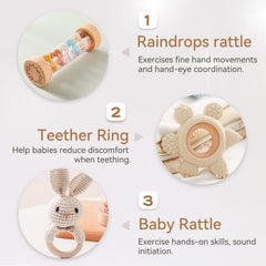 Youuys silicone teether features inner and outer silicone for safe teething relief.