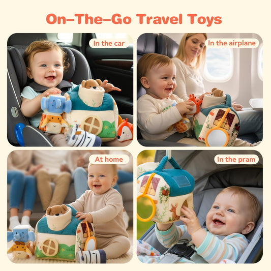 Youuys Travel Sensory Toy self-storage house keeps small parts organized during trips.