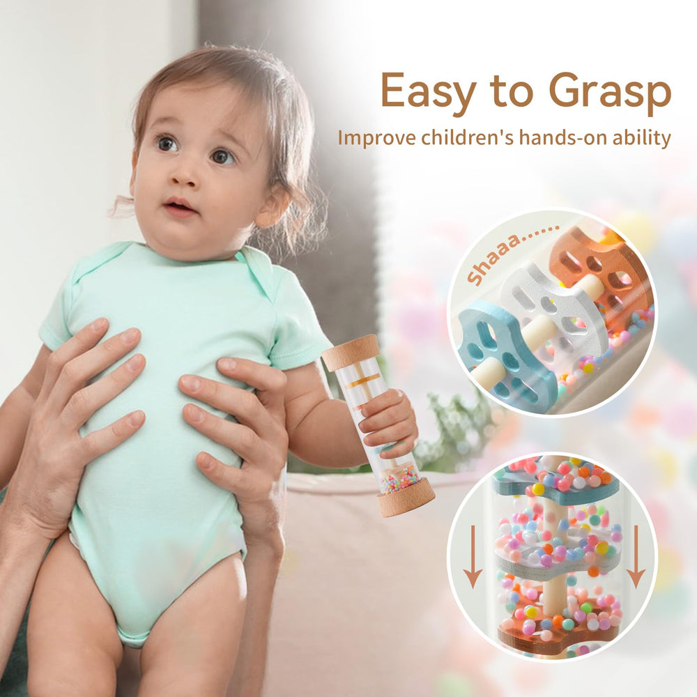 Youuys wooden ring toy provides chewable texture and natural feel.
