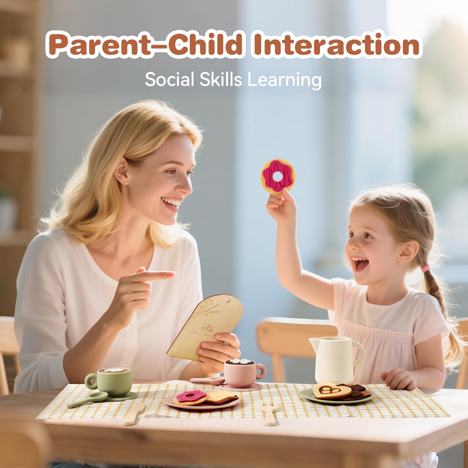 Youuys wooden tea party set milk jug sparks sharing moments in pretend tea time.