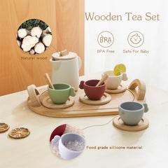 Youuys wooden tea party set teacups for easy grip and pouring