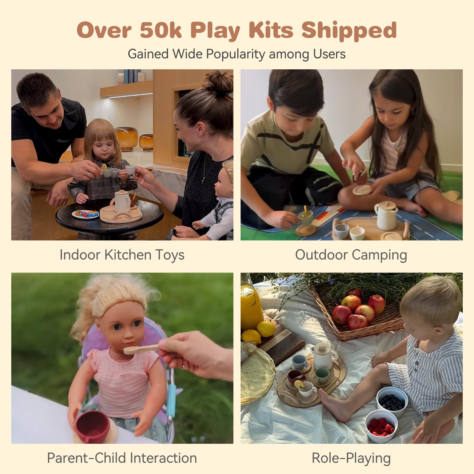 Youuys wooden tea party set tray for organized playtime