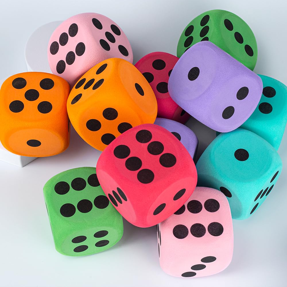 Yowget dice in family game night setting, easy to spot numbers