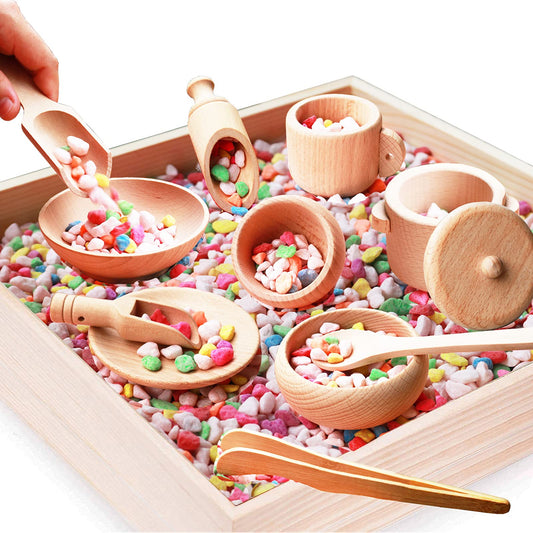 Yowlieu Montessori sensory bin wooden box for organized play and hands-on learning.