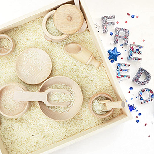 Yowlieu sensory tools scoops for pouring and fine motor practice.