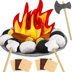 Yowlieu pretend campfire set with wood and stones fuels imaginative outdoor play.