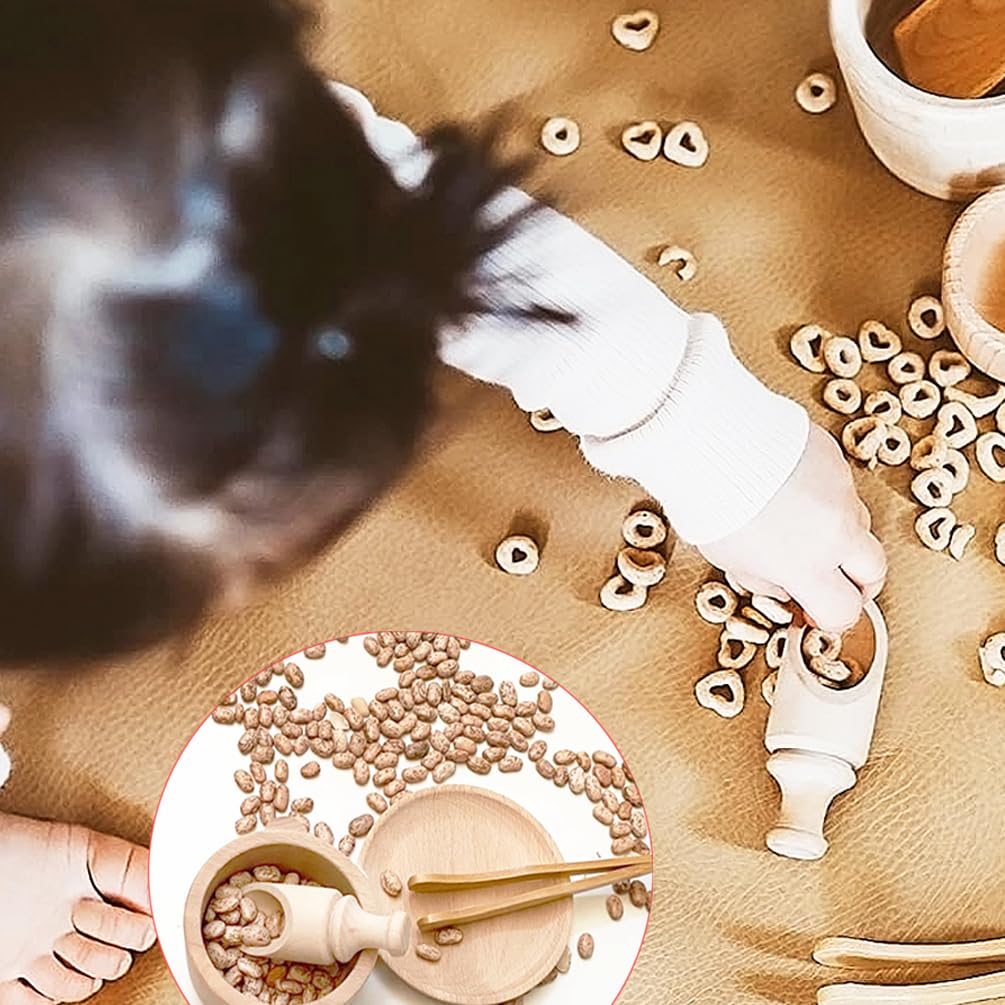 Yowlieu wooden sensory bin tools in use during pretend play
