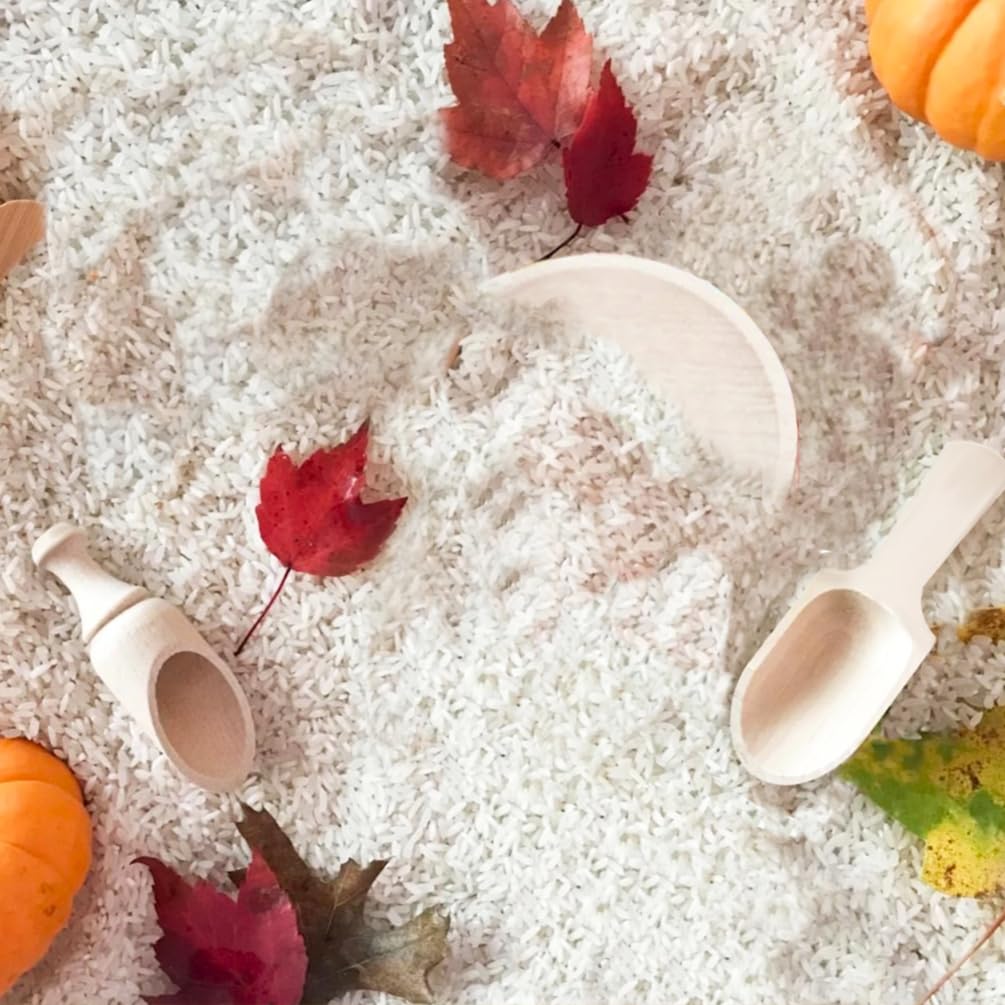 Yowlieu wooden sensory bin plate supports organized pretend meals