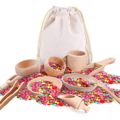 Yowlieu wooden sensory bin scoops for precise pouring and fine motor practice