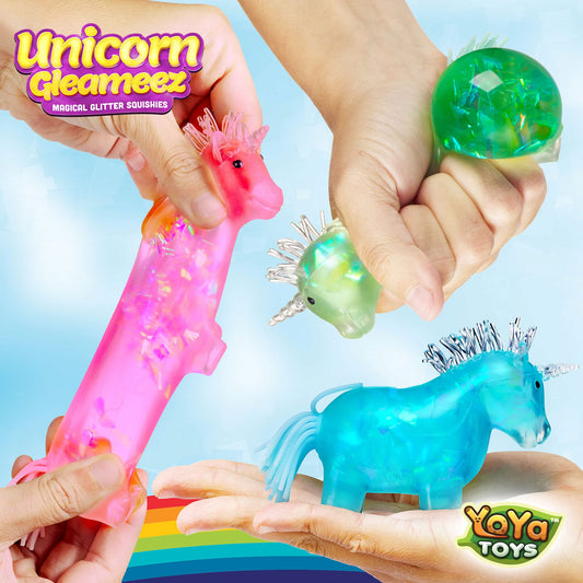 YoYa Glitter Unicorn DNA Ball close-up shows glitter texture for sensory play