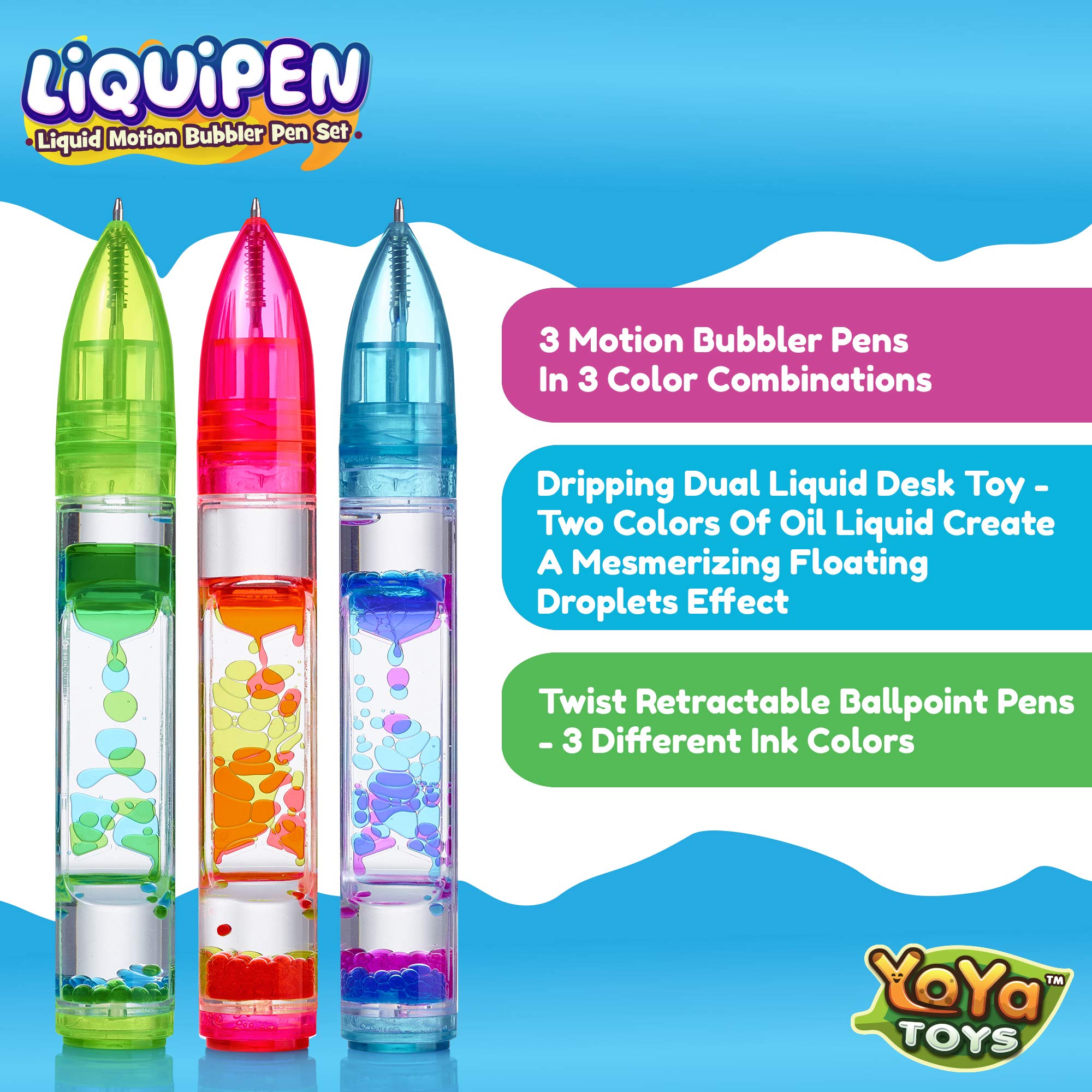 YoYa Toys Liquipen green drops provide relaxing motion during breaks.