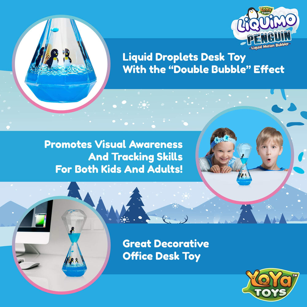 YoYa Toys Liquimo Penguin desk decor with color and motion.