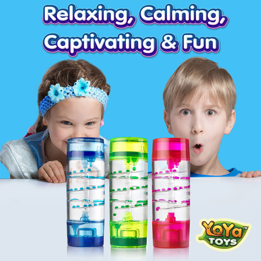 Close-up of YoYa Toys Liquimo Spiral liquid flow inside the timer