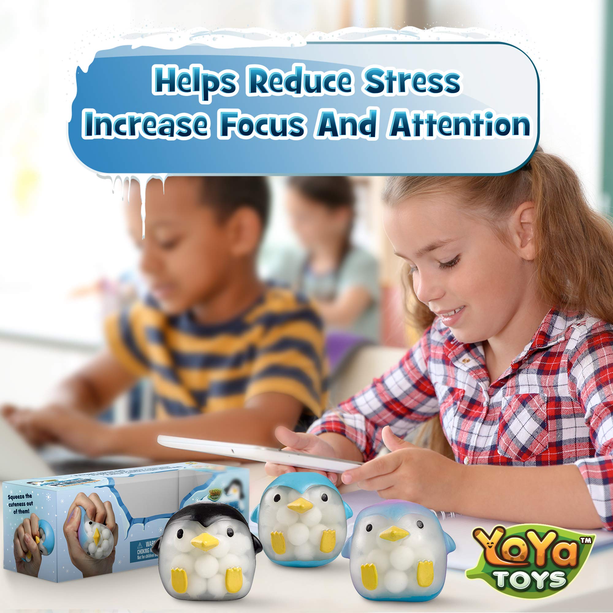 YoYa Toys Penguin DNA Ball on desk demonstrates portable stress relief.