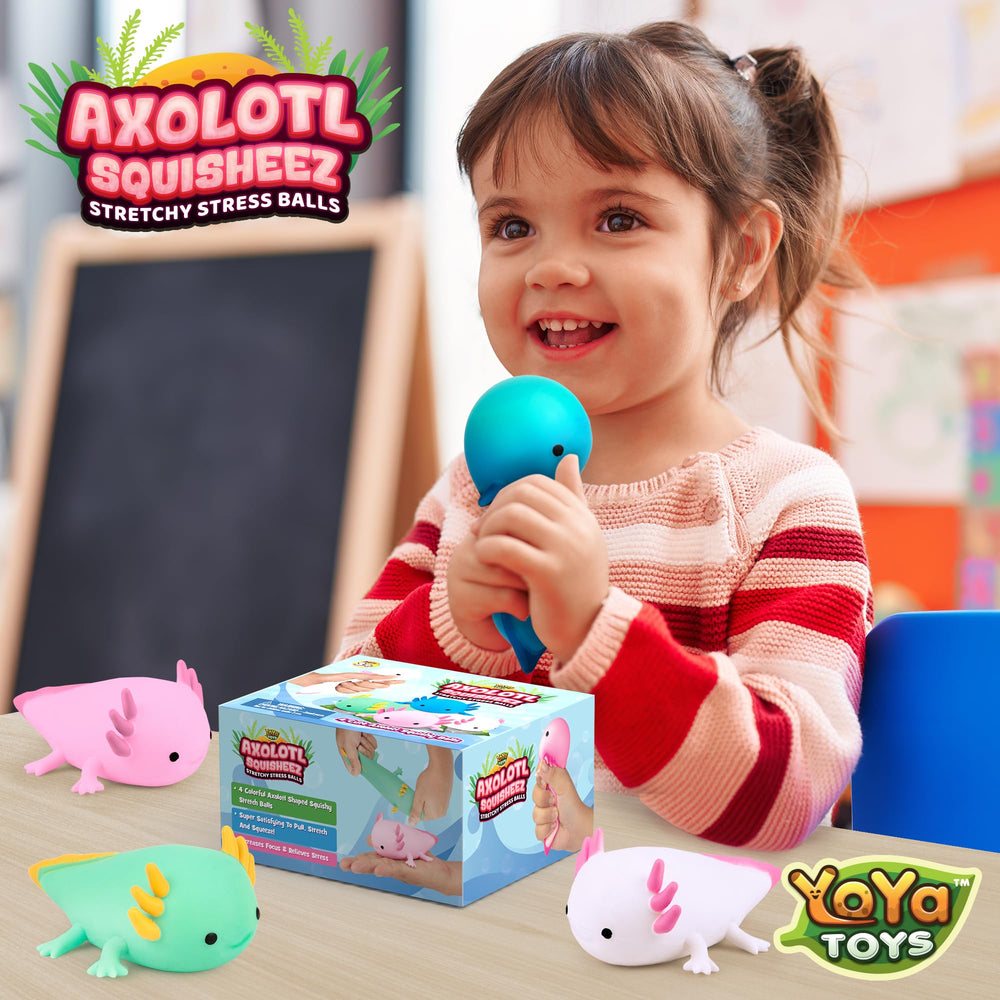 YoYa Toys Squisheez Axolotl packfront – collectible and giftable set