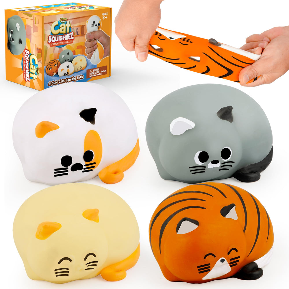 YoYa Toys Squisheez Cat 4Pack packshot shows adorable squishy cats for tactile relief.