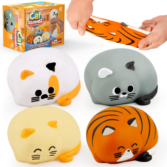 YoYa Toys Squisheez Cat 4Pack packshot shows adorable squishy cats for tactile relief.