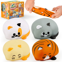 YoYa Toys Squisheez Cat 4Pack packshot shows adorable squishy cats for tactile relief.