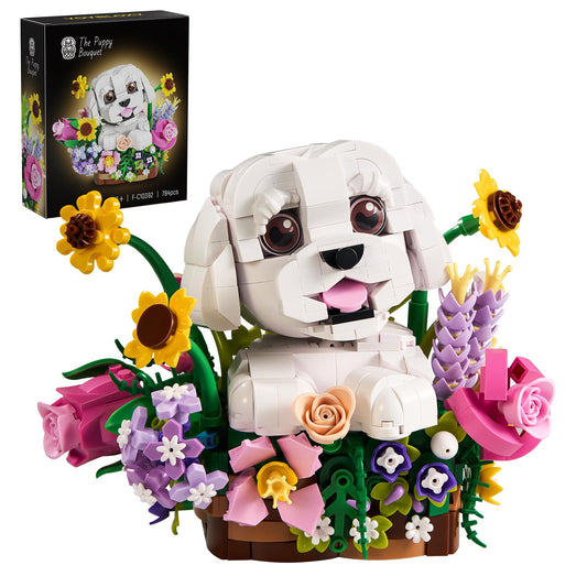 YOYBLOXY Adorable Dogs Bouquet on colorful flower basket for home decor
