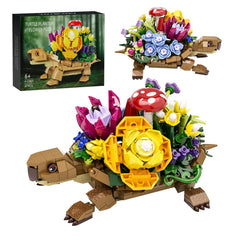 YOYBLOXY sea turtle succulent planter building set shown on a shelf for home decor.