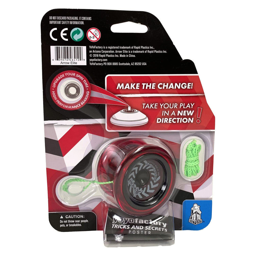 YOYO FACTORY Arrow Red Cap angled shot emphasizes portability for quick practice
