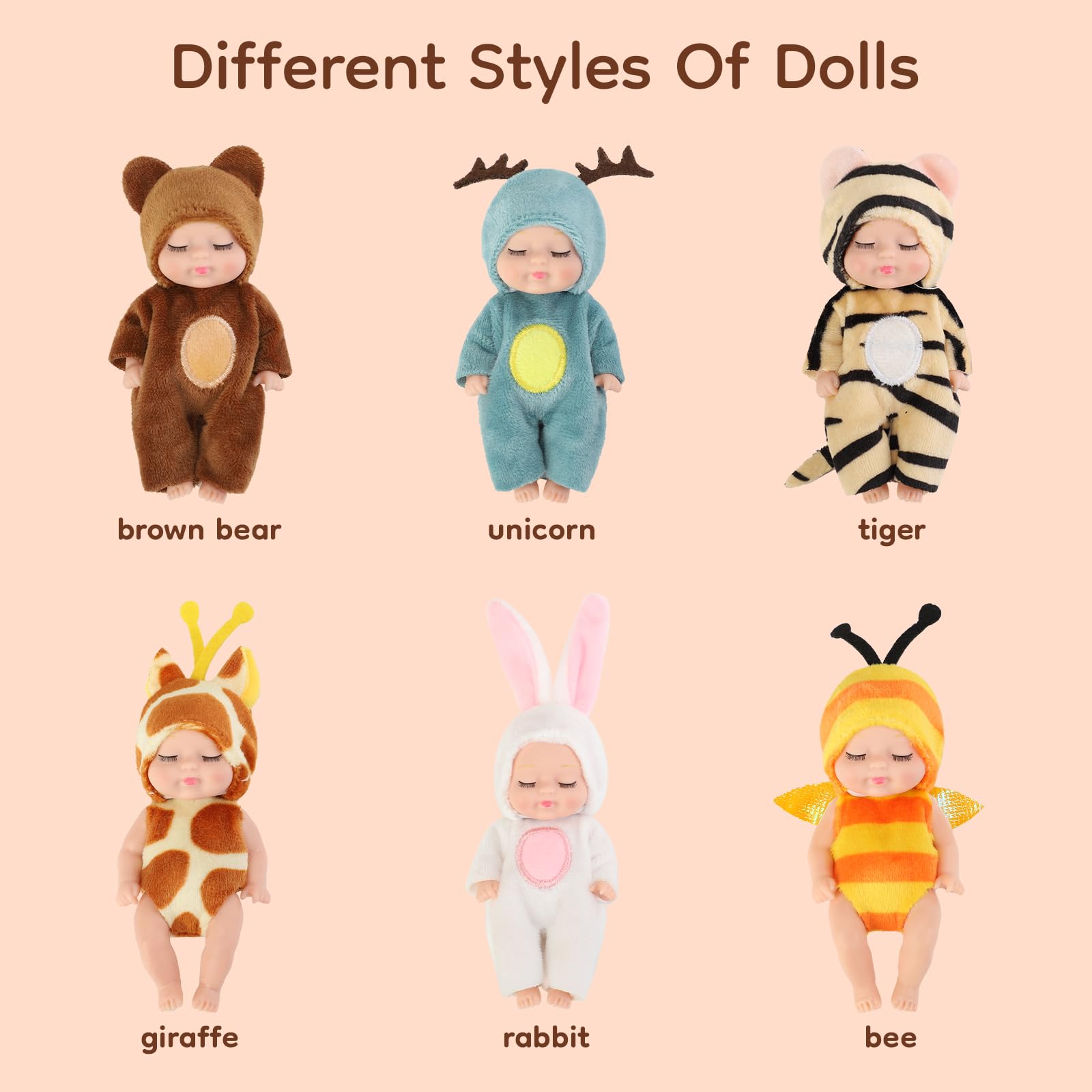 YOYOExment brown bear outfit mini doll encourages gentle caregiving play