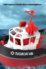 Yoyoom RC Tugboat remote controller demonstrating 2.4GHz, interference-free control.