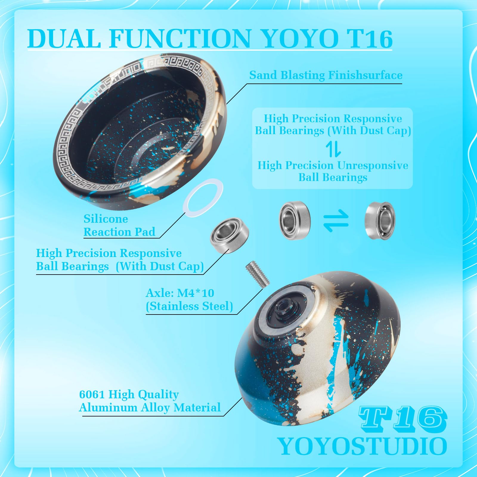 YOYOSTUDIO T16 ergonomic design for comfortable grip during practice