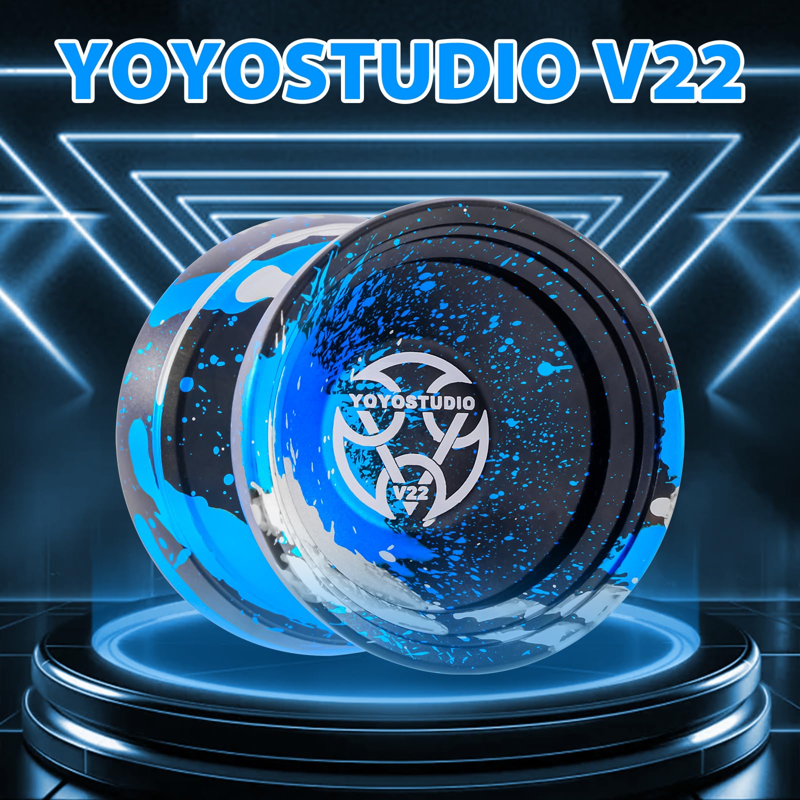YOYOSTUDIO V22 yoyo side view highlighting compact grip for precise spins