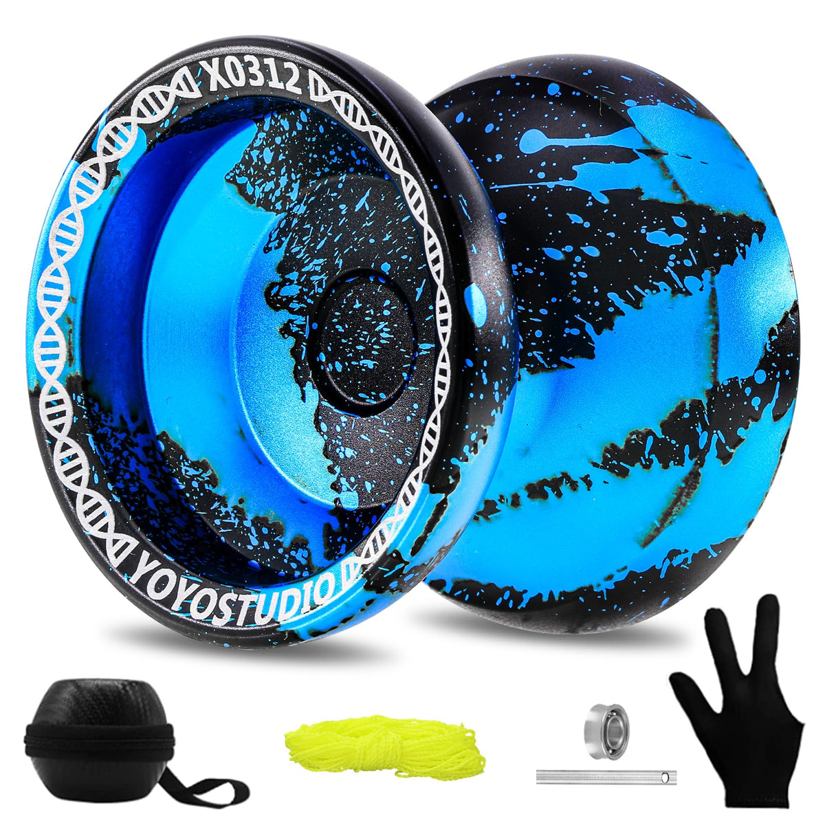 YOYOSTUDIO X0312 trick yoyo with metal body in black blue enables steady finger spins