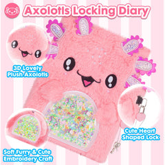 YOYTOO axolotl diary front featuring glitter embroidery for imagination