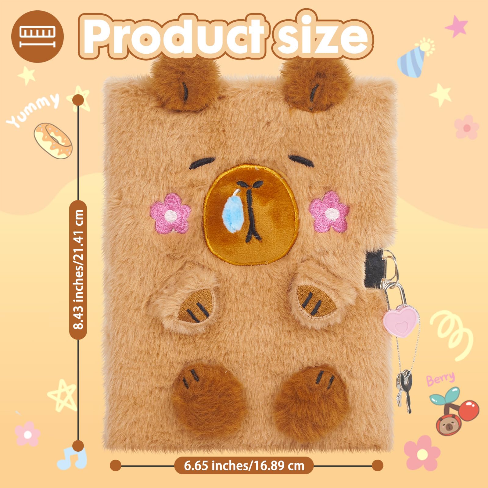 YOYTOO Capybara Diary soft plush cover provides kid-friendly comfort.
