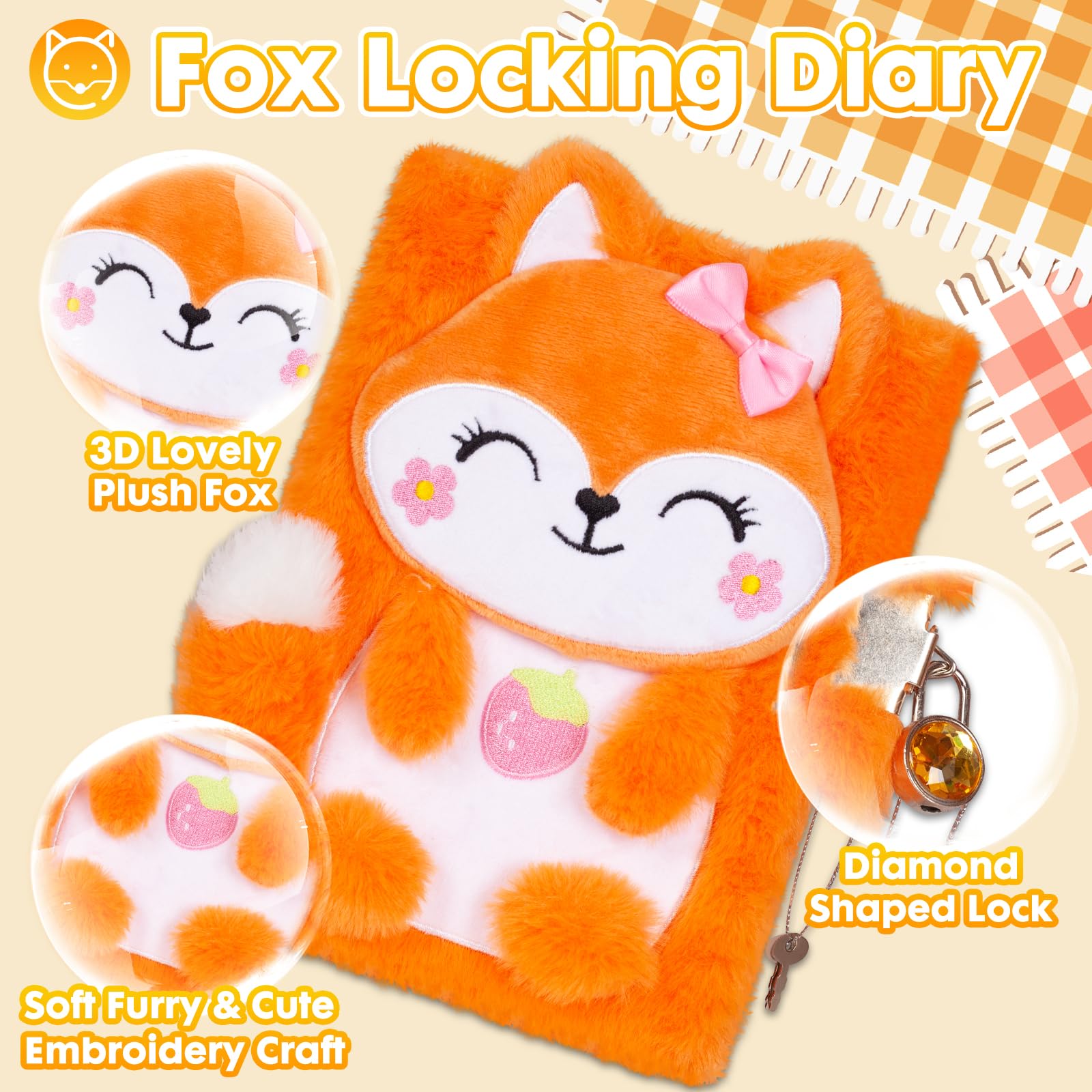 YOYTOO fox diary lock and keys for privacy and fun use