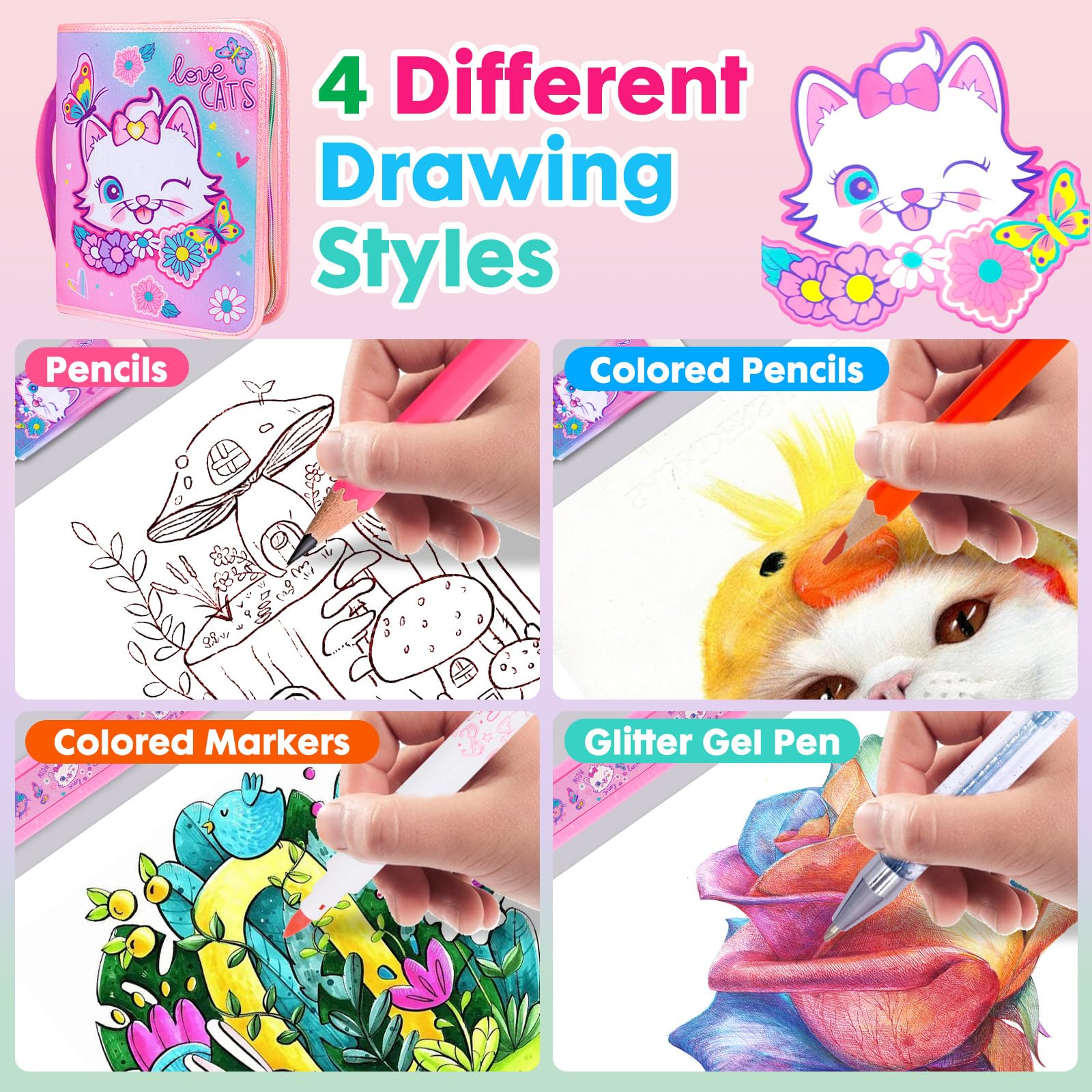 YOYTOO glitter gel pens 4-pack for sparkling details in art projects