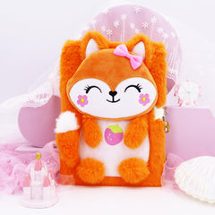 YOYTOO plush fox diary front view showing soft material and embroidery