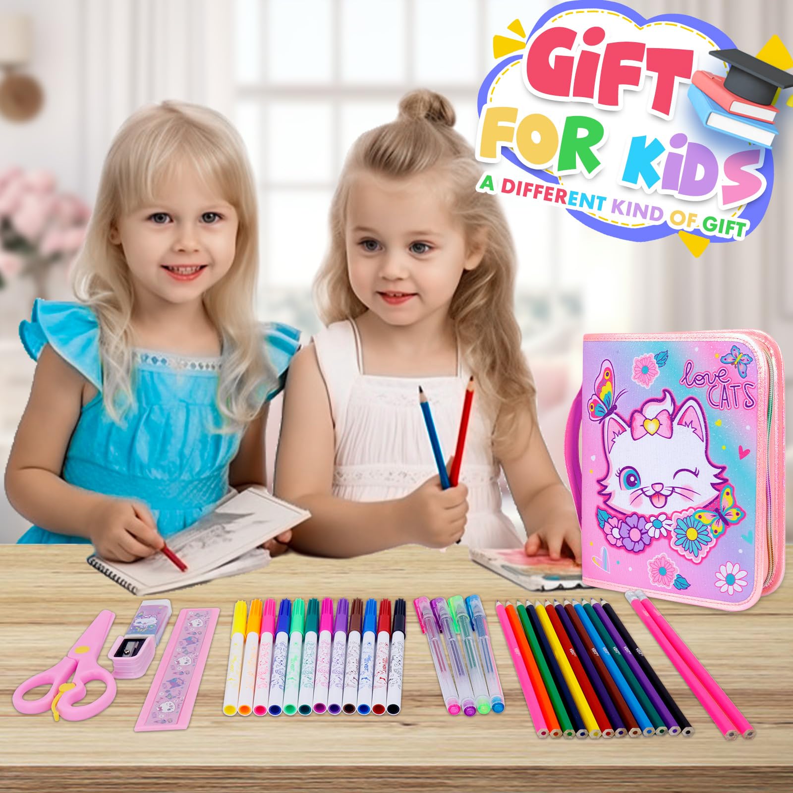 YOYTOO ruler, scissors, eraser, and sharpener combo in a kid-friendly set