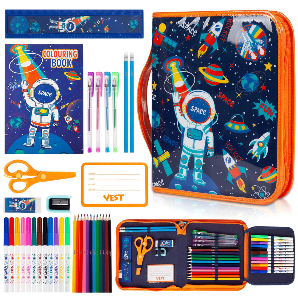 YOYTOO space pencil case with glitter keeps art supplies organized for travel