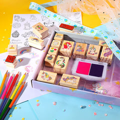 YOYTOO unicorn stamps—durable wood and rubber for imaginative play