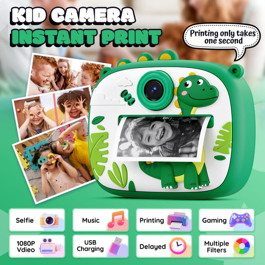 YOZISS camera green back view shows protective silicone shell for kids