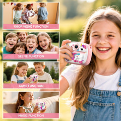 YOZISS Kids Camera Selfie-lens pink enables fun self-portraits for kids