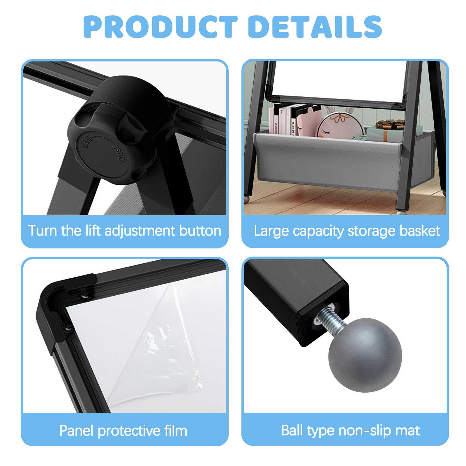 Yozoia adjustable-height easel grows with your child for comfortable use